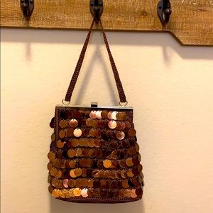 Brown sequin purse